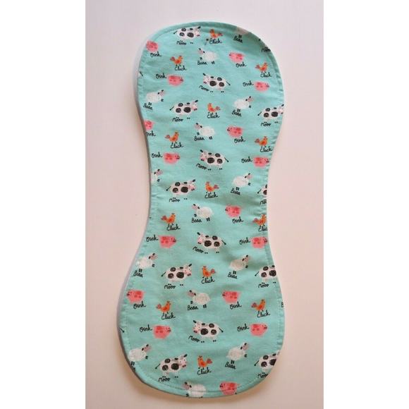 Baby Flannel Baby Burp Cloth Contoured Cotton Double Layer Handmade Barn Animals - Picture 1 of 6